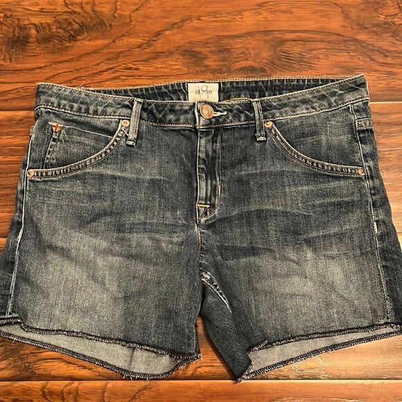 Hudson Cuffed Short Blue Denim Distressed Shorts Festival Concert Beach - Picture 1 of 12